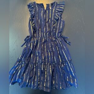Aqua Dress - Navy with Metallic Gold Stripe Detail
